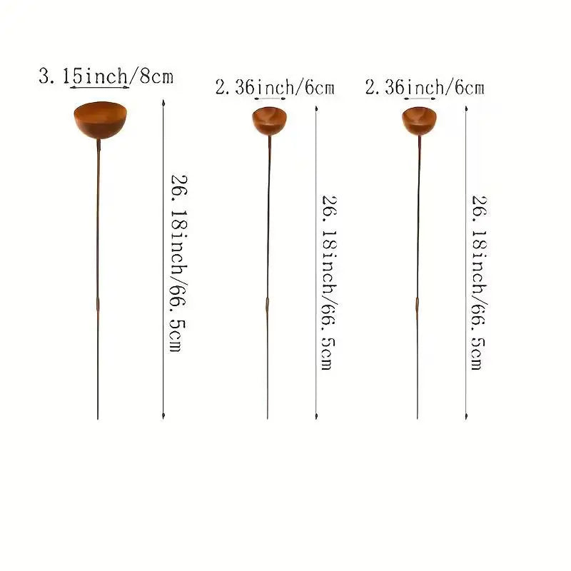 3-Pack Rustic Metal Rain Catcher Garden Stakes – Aged Bronze Garden Stake Ornament SPOT