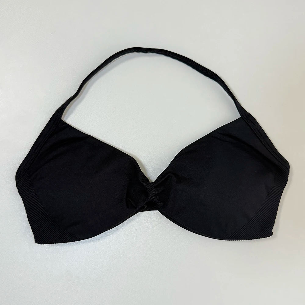 Women's Strappy Halter Sports Bra – Backless Gym Crop Top Women's Sports Bra SPOT Black L