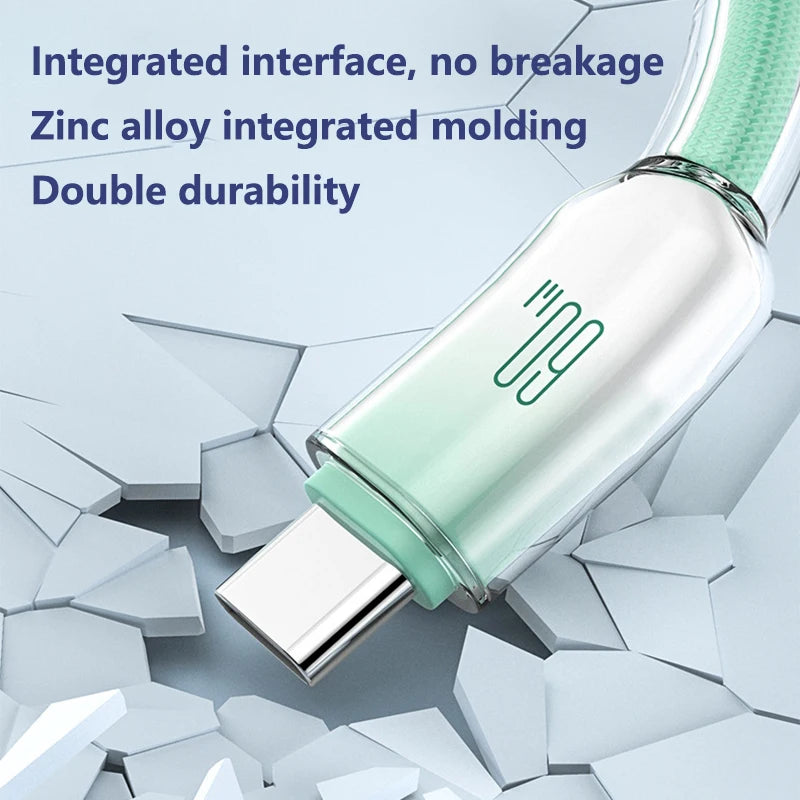 60W USB-C to C Fast Charging Braided Cable – 6A, 1m/2m USB-C Charging Cable SPOT