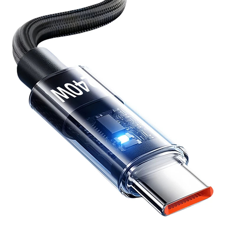 240W USB-C Fast Charging Cable – Nylon Braided LED Display USB-C Charging Cable SPOT
