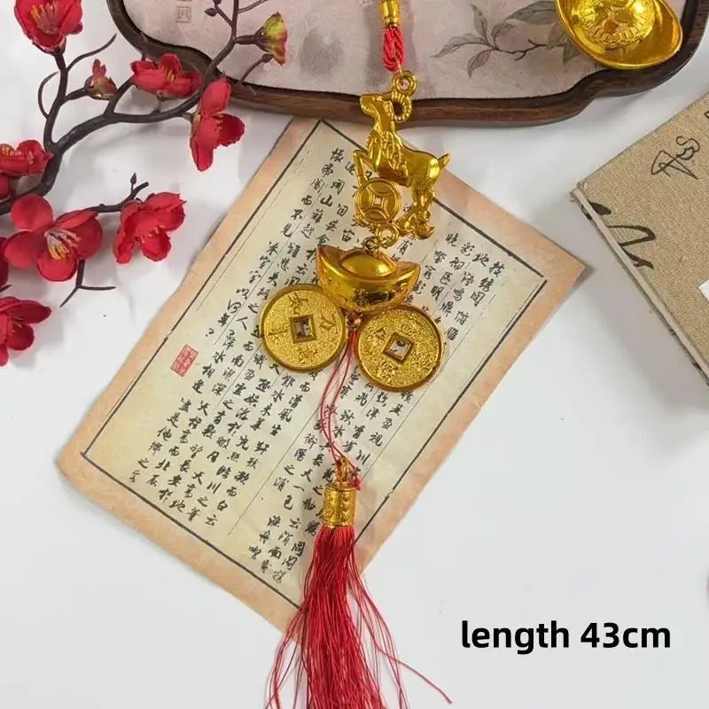 2027 Chinese New Year Goat Lucky Hanging Ornament Red Tassel Holiday Hanging Ornament SPOT A14