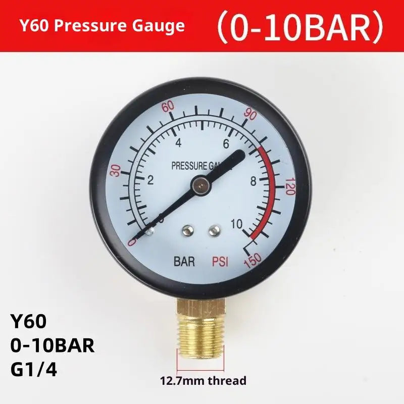 Air Pressure Gauge 0-10/12/25 Bar – Hydraulic DIY Tool Pressure Gauge SPOT A4