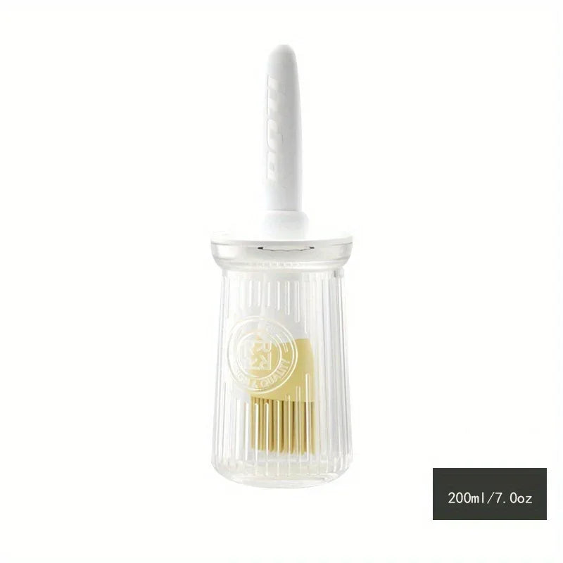 Silicone BBQ Oil Brush with Bottle – Basting Tool for Grilling BBQ Basting Brush SPOT WHITE