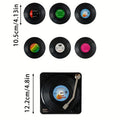6-Pack Vinyl Record Coasters with Player Storage Stand Decorative Coaster Set SPOT Vinyl Record Coaster