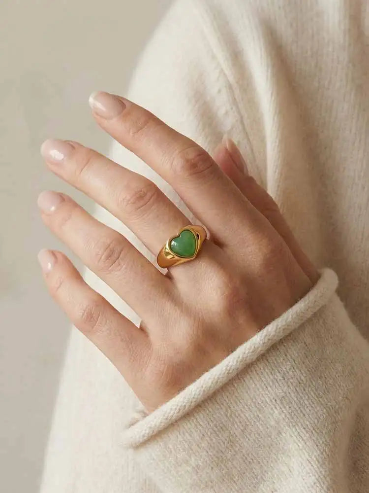 18K Gold Plated Tiger Eye & Green Aventurine Stone Ring Natural Stone Ring SPOT