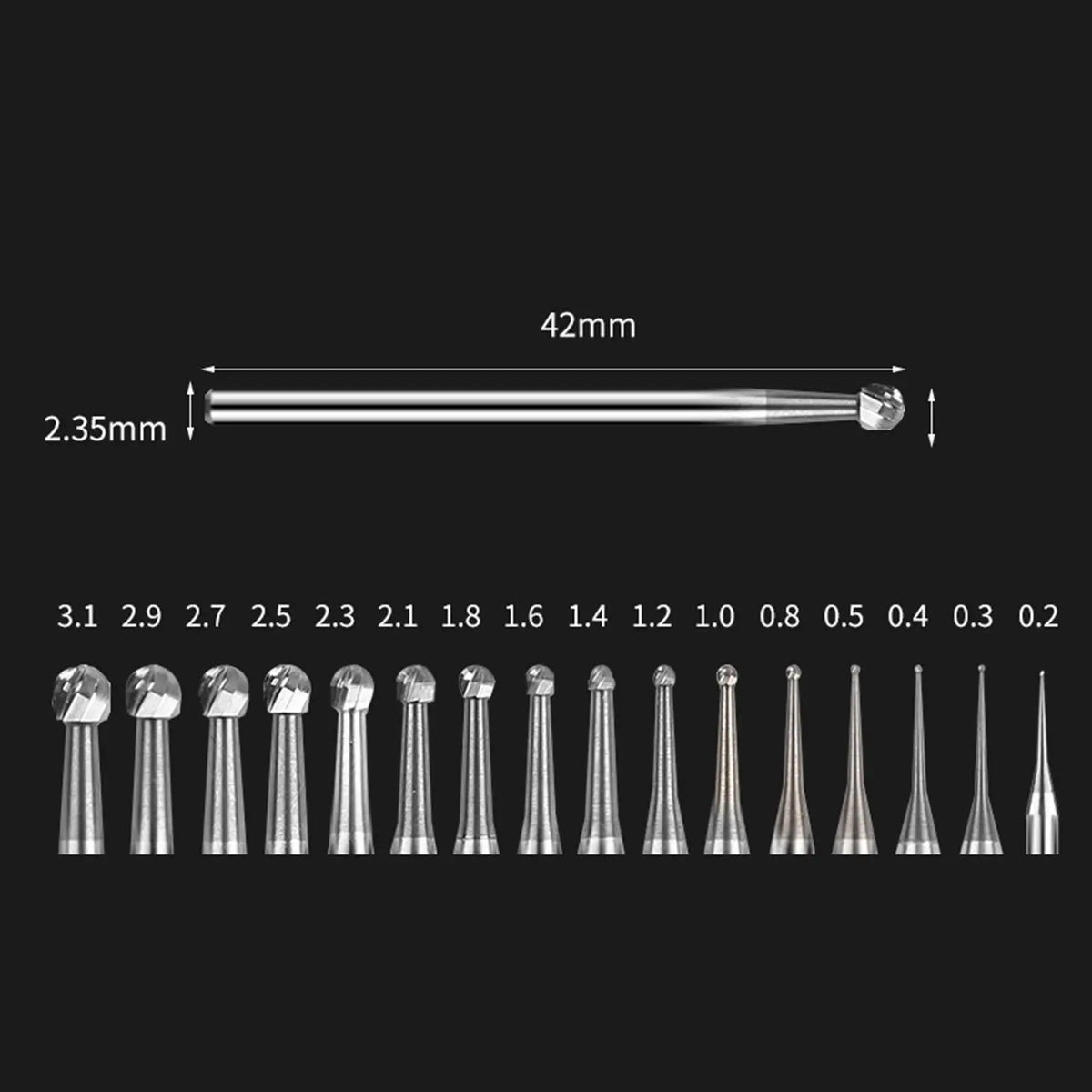 Steel Ball Bur Engraving Bit – Wood & Bone Carving Tool Wood Carving Bit SPOT 2.1 mm
