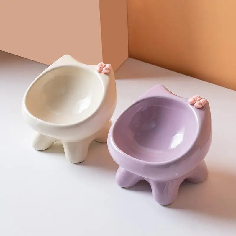 15° Angled Ceramic Cat Bowl – Tilted Ergonomic Feeder Ceramic Cat Bowl SPOT