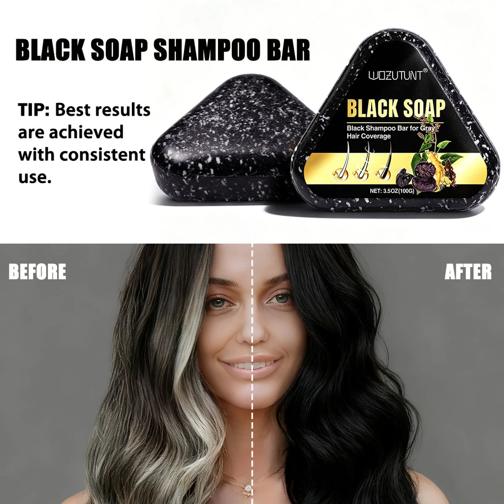 Herbal Black Shampoo Soap Bar – Ganoderma & Polygonum 2-Pack Herbal Shampoo Bar SPOT