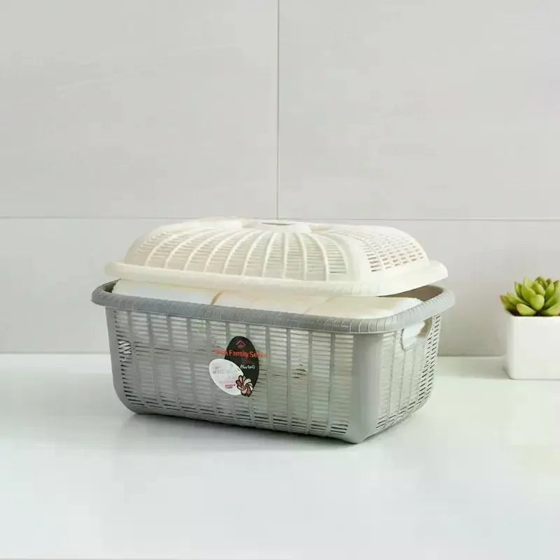 Plastic Storage Basket with Lid – Draining Kitchen Organizer Kitchen Storage Basket SPOT