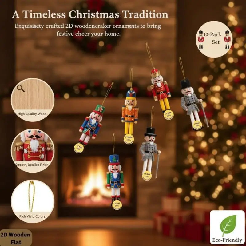 10-Pack Crochet Nutcracker Christmas Ornaments with Wood Base Christmas Ornaments SPOT