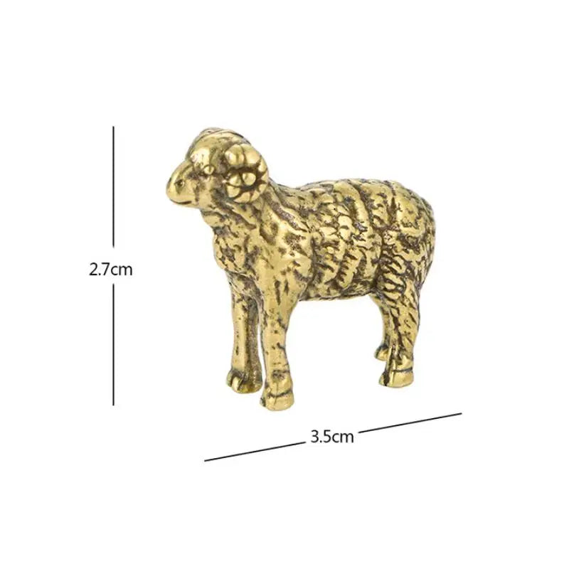 Solid Brass Mini Ram Figurine – Antique Desktop Lucky Charm Brass Figurine SPOT 1pc