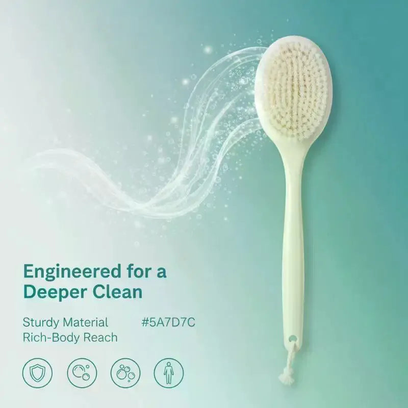 Long Handle Back Scrubber – Soft Loofah Mesh Shower Brush Body Shower Brush SPOT