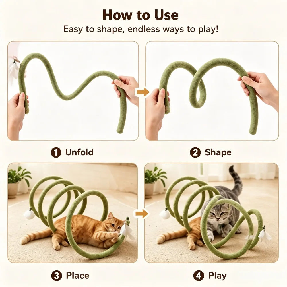 Spring Cat Tunnel Toy with Jingle Bells | Pop-Up Play Tube Cat Tunnel Toy SPOT
