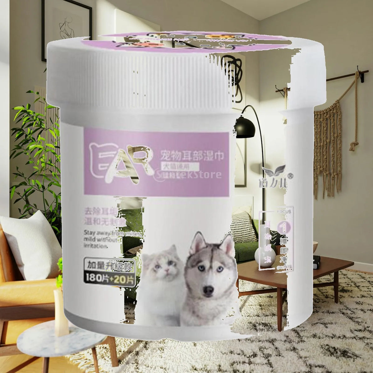 Pet Wipes for Cats & Dogs – Stain Removing & Deodorizing 200Pc Pet Grooming Wipes SPOT Eye200Pcs