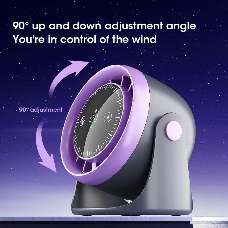Touch Screen Mini Desk Fan – 100-Speed USB Fan w/ Display Portable Desk Fan SPOT