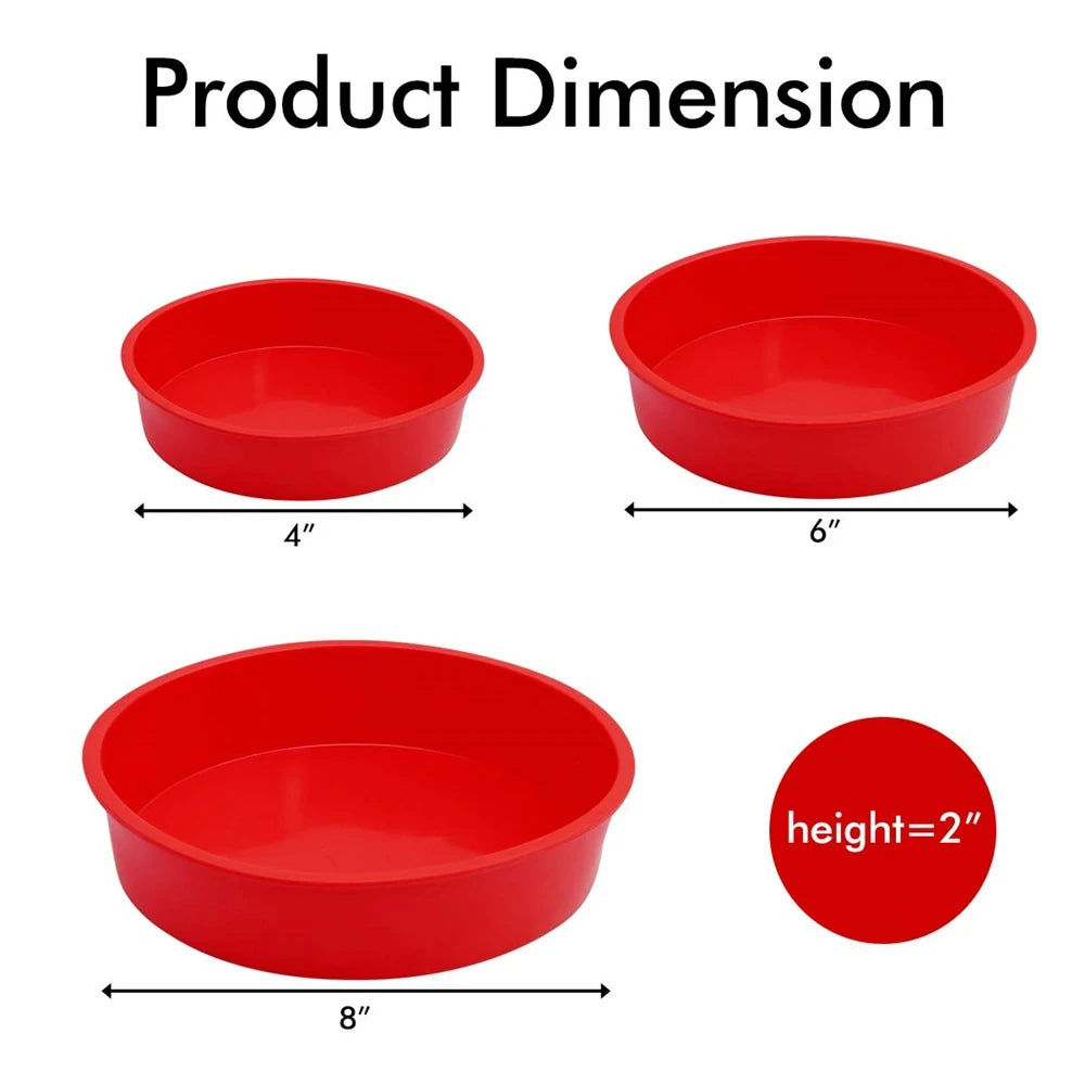 Silicone Round Cake Pan – Nonstick Reusable Baking Mold 4/6/8" Silicone Cake Pan SPOT