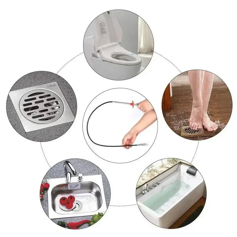 Flexible Drain Snake Clog Remover – 60cm Spring Pipe Tool Drain Snake Tool SPOT