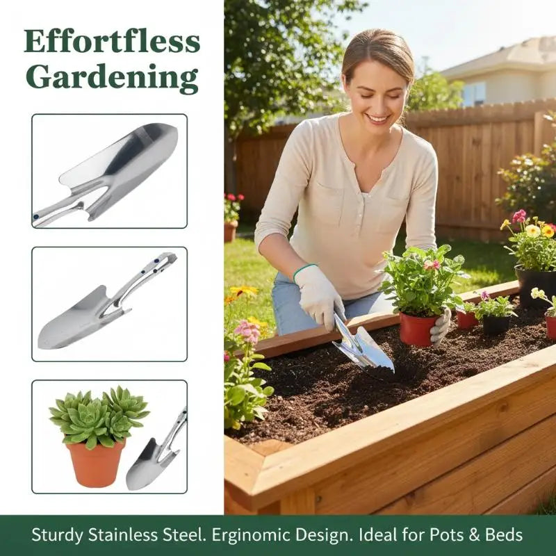 Stainless Steel Small Garden Shovel – Planting & Potting Tool Garden Hand Trowel SPOT