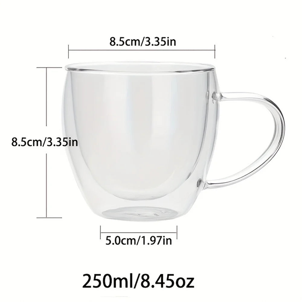 250ml Double Wall Borosilicate Glass Coffee Mug with Handle Glass Coffee Mug SPOT