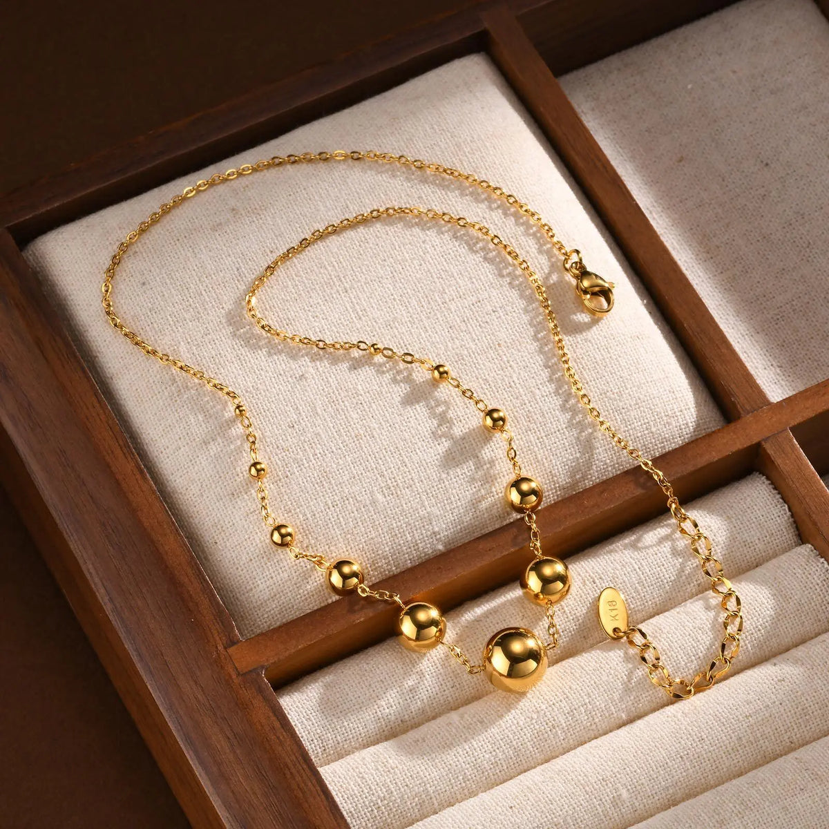 Meaeguet Bead Ball Choker Necklace – 316L Stainless Steel Gold Choker Necklace SPOT
