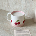 Pink Cherry Ceramic Mug 370ml – Twist Handle Gradient Cup Ceramic Coffee Mug SPOT Pink 370ml