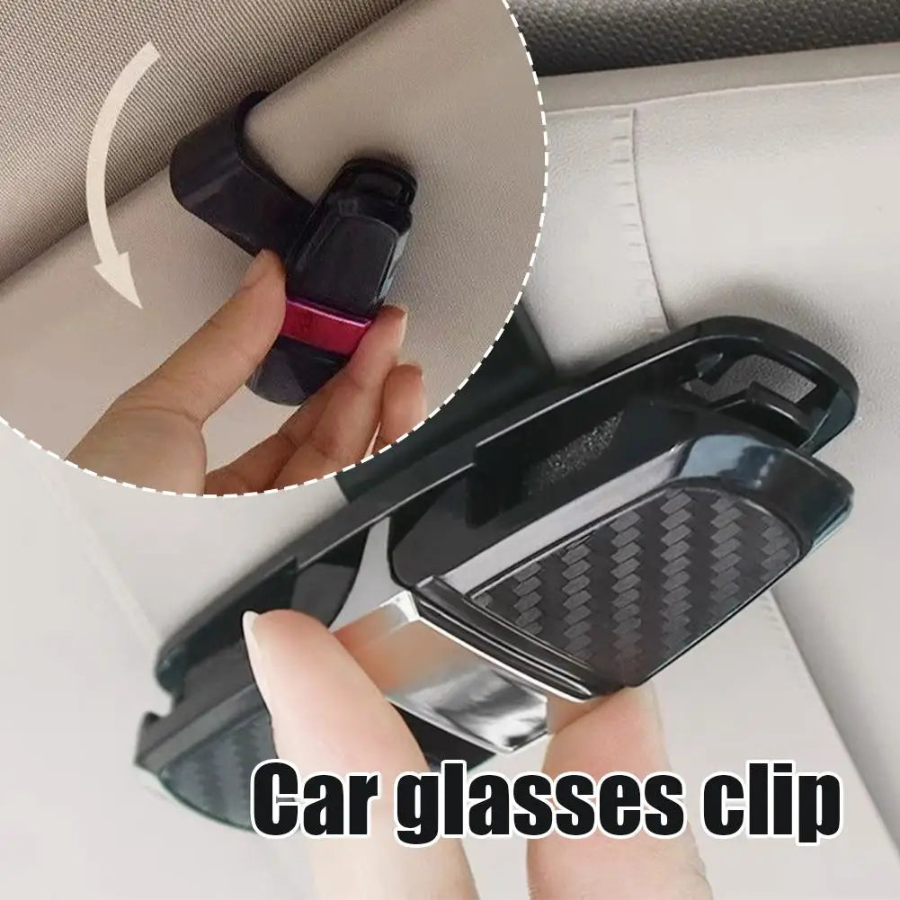 Car Sun Visor Glasses Clip – 3-in-1 Carbon Fiber Holder Car Visor Organizer SPOT