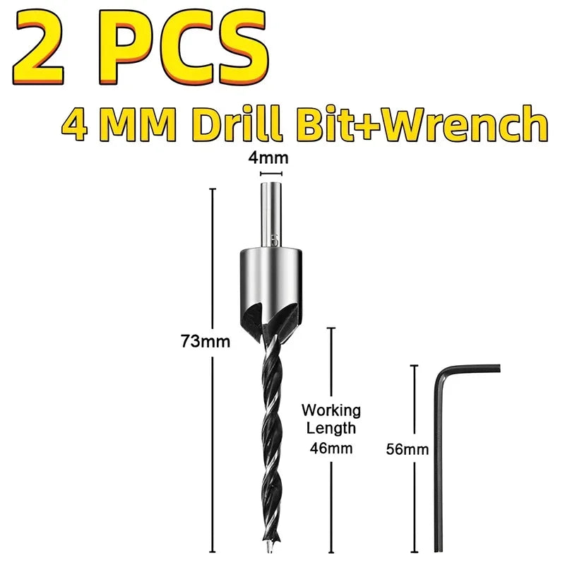 HSS Countersink Drill Bit Set 3mm–10mm | Chamfer & Woodworking Countersink Drill Bit Set SPOT 4MM Silver