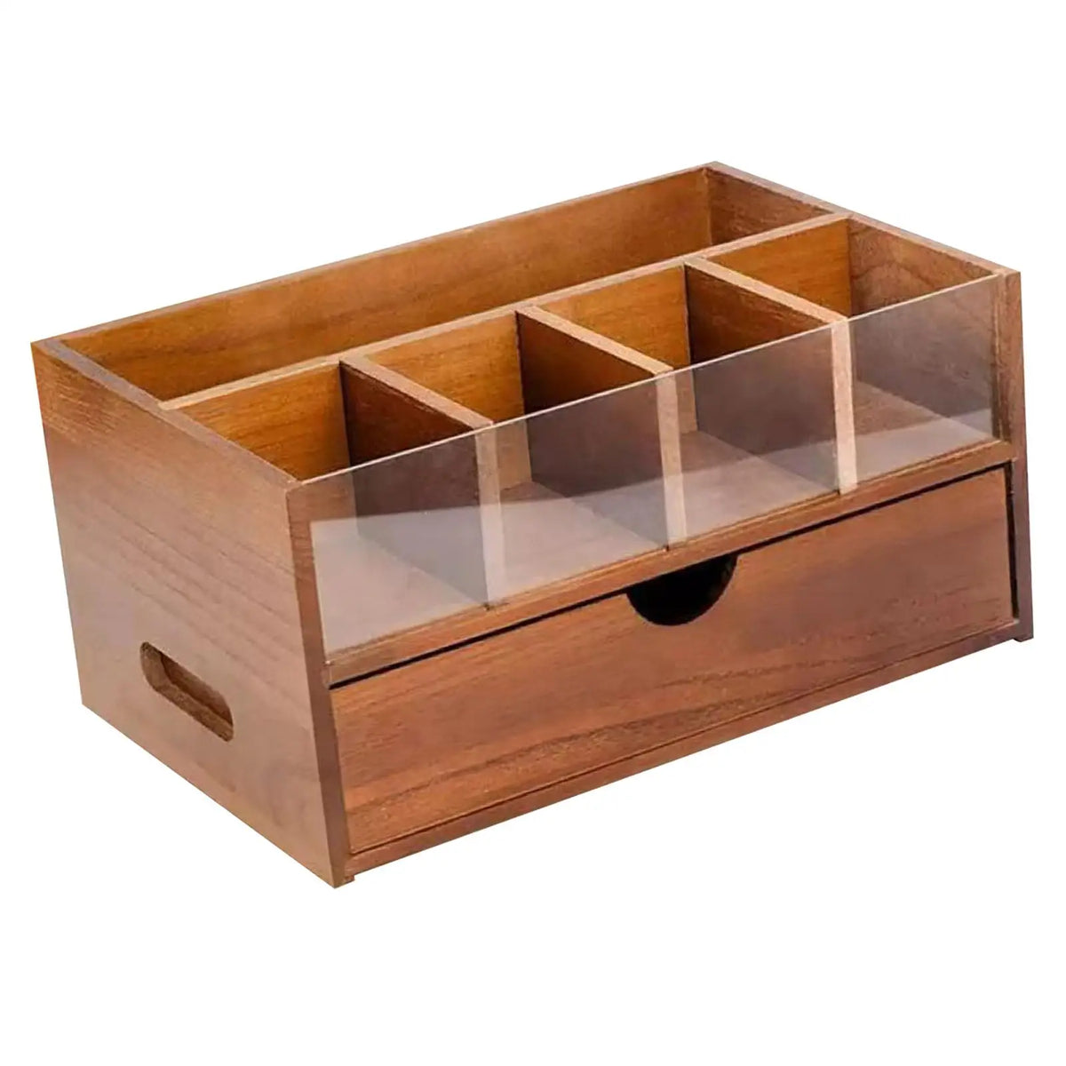 Wood Coffee Bar Organizer with Drawer – 5-Compartment Rack Coffee Bar Organizer SPOT