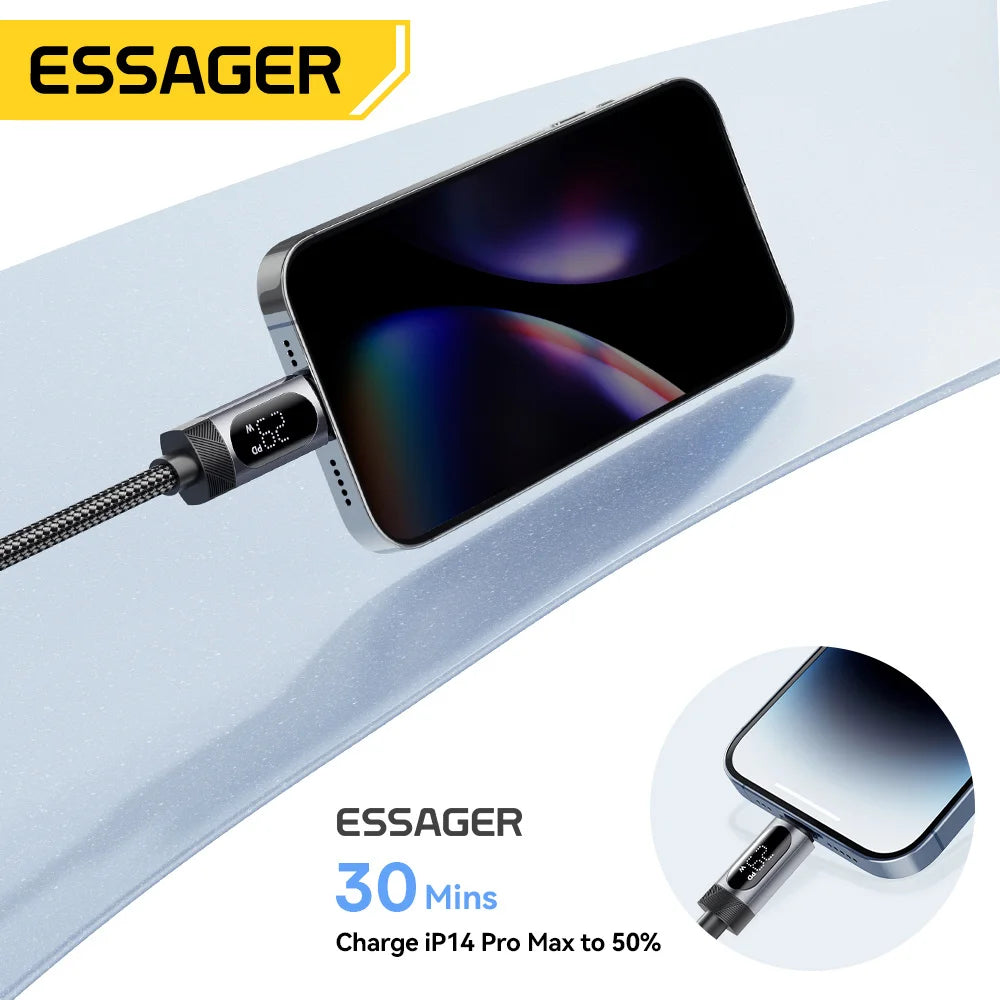 Essager USB-C to Lightning Cable – Digital Display PD 29W Fast Charge USB Charging Cable SPOT