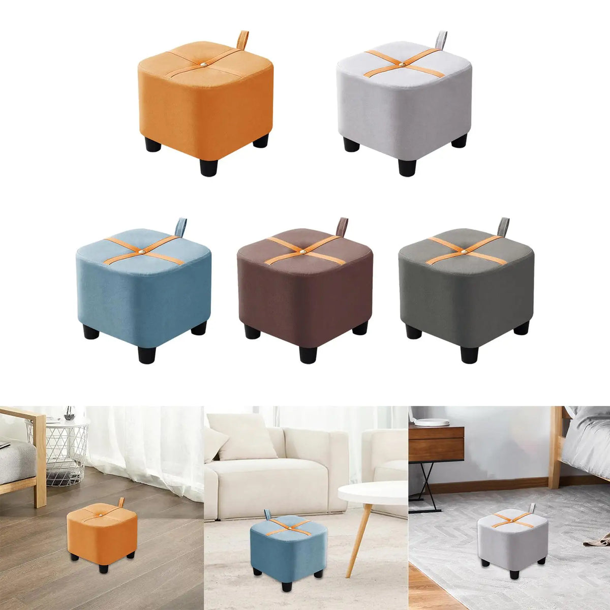 Small Square Ottoman Footstool – Modern Minimalist Sofa Bench Ottoman Footstool SPOT
