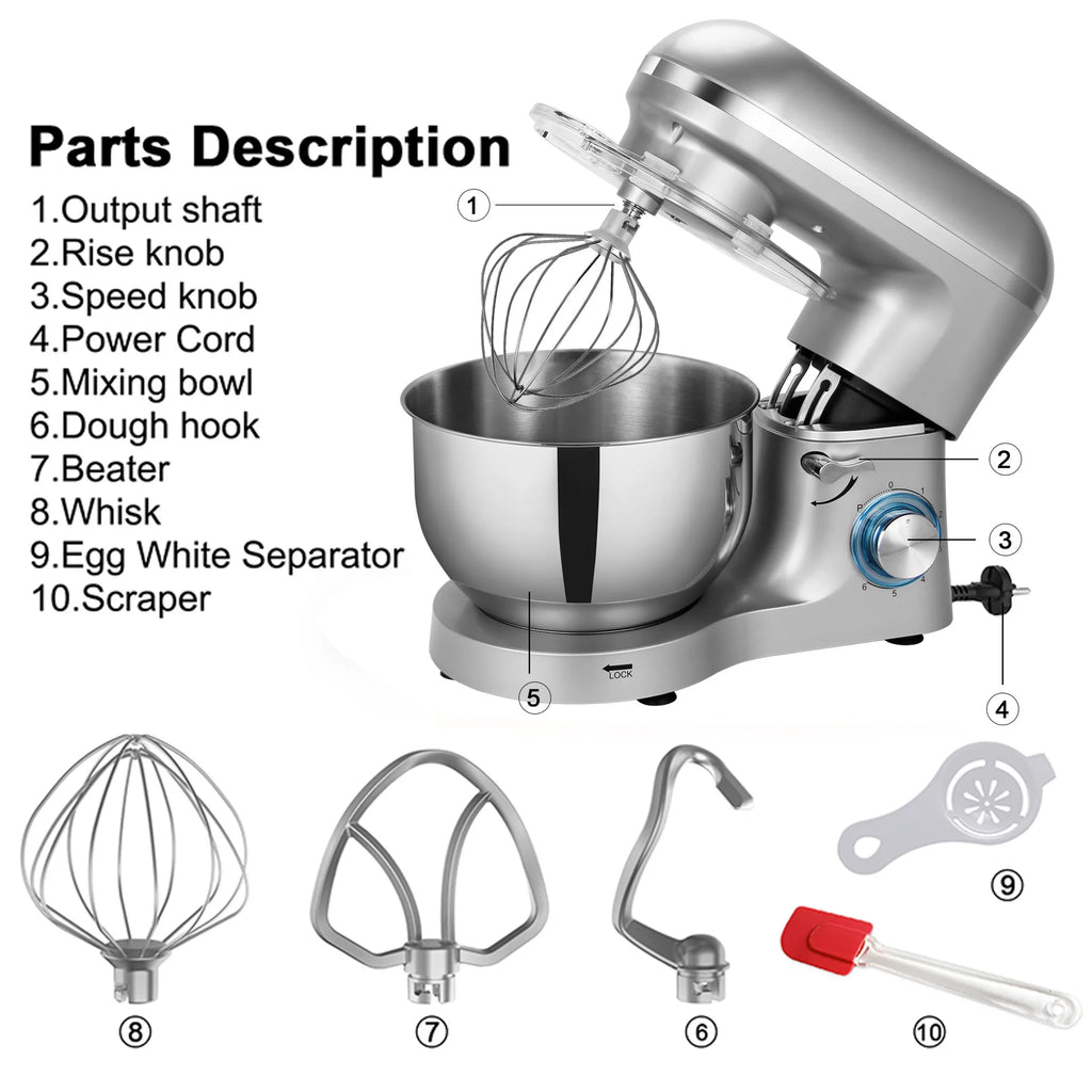 6L Stand Mixer 220V – 1400W Dough Kneader, 6 Speeds Stand Mixer SPOT