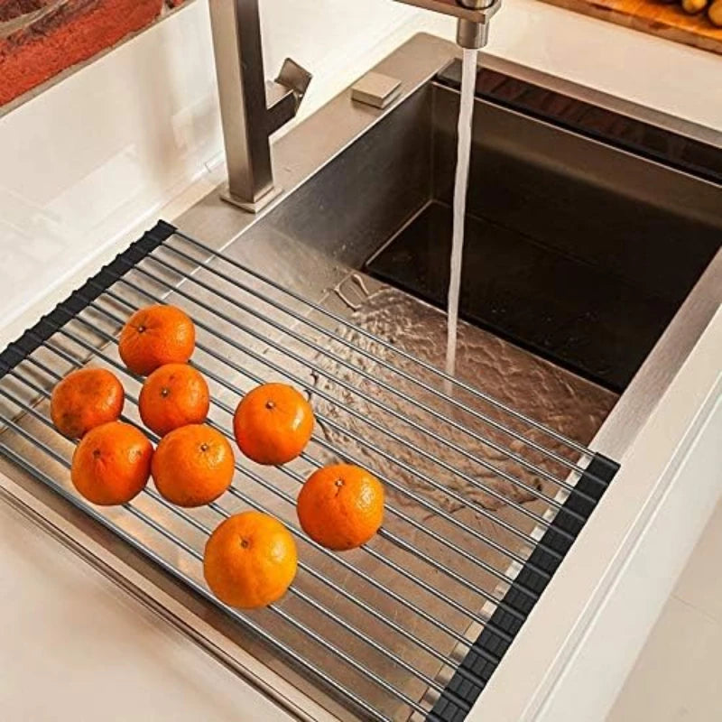 Foldable Over-Sink Dish Drying Rack – 15-Tube Stainless Steel Dish Drying Rack SPOT