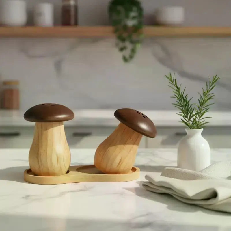 Mushroom Wood Toothpick Holder – Natural Dispenser & Tray Toothpick Holder SPOT