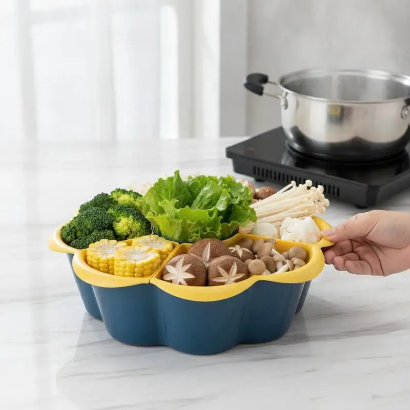 Hot Pot Serving Tray with Mesh Cover – BPA-Free 9-Compartment Hot Pot Serving Tray SPOT