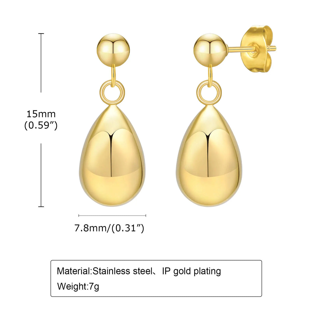 Waterdrop Dangle Earrings – 14K Gold Plated Stainless Steel Dangle Earrings SPOT