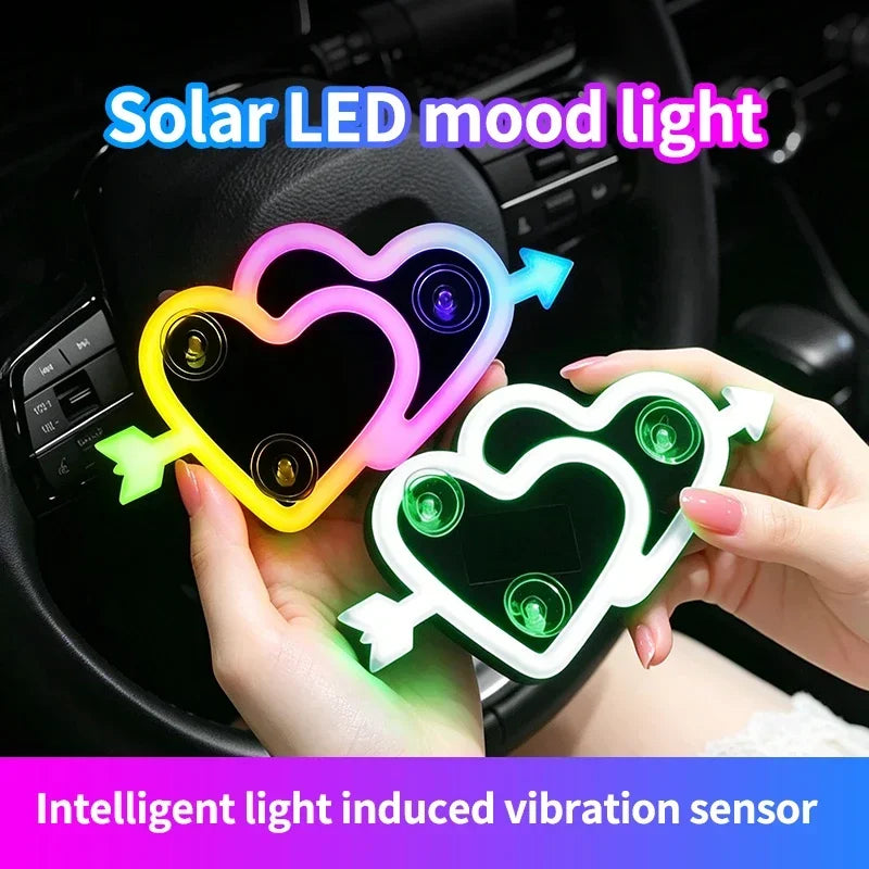 Solar Car Neon Light – Heart & Triangle Interior Atmosphere Lamp Car Atmosphere Lamp SPOT