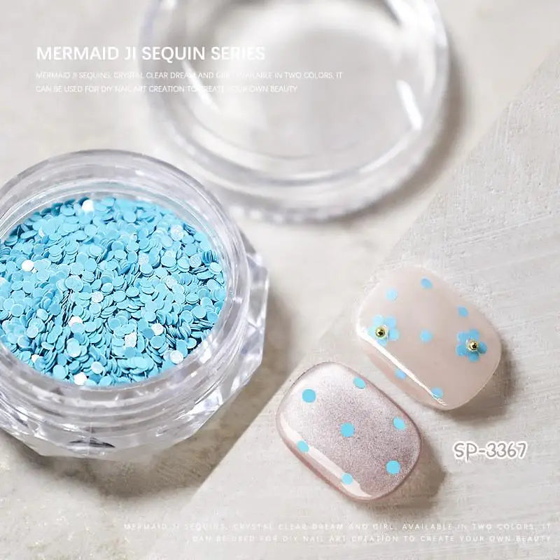 1mm Mini Circular Nail Glitter – Sparkling DIY Nail Art Sequins Nail Art Glitter SPOT Blue