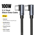 Essager 100W Elbow USB-C to USB-C Fast Charging Cable USB-C Charging Cable SPOT Grey 1m