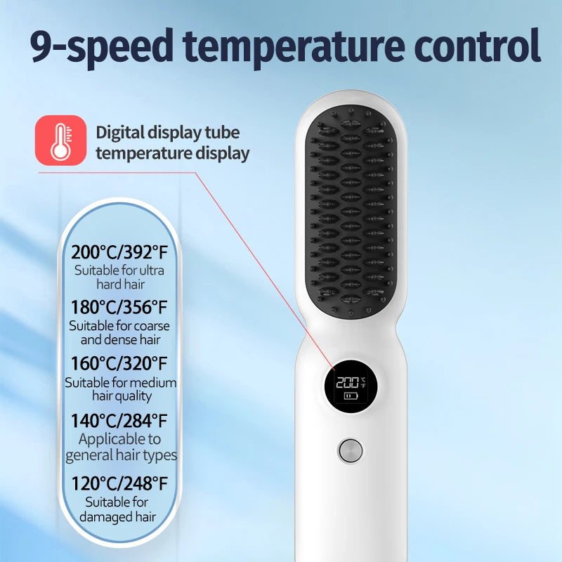 Wireless USB Rechargeable Hair Straightener Brush – Men & Women Hair Straightener Brush SPOT