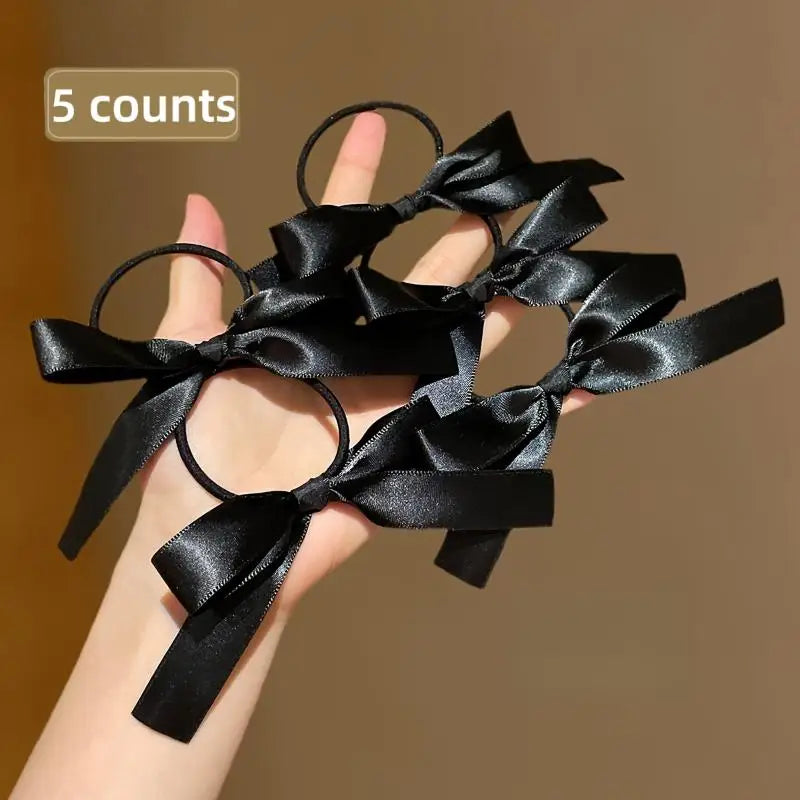 5-Pack Black Bow Hair Ties – Elastic Scrunchies for Women Hair Ties Scrunchies SPOT