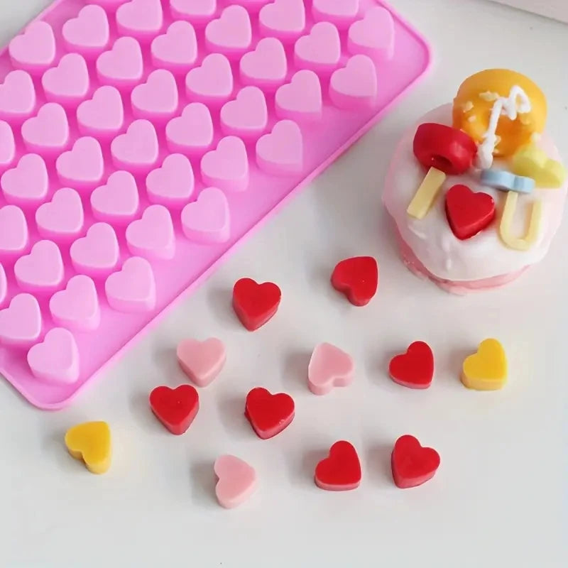 55-Cavity Heart Silicone Mold – Chocolate, Gummy & Candy Silicone Baking Mold SPOT