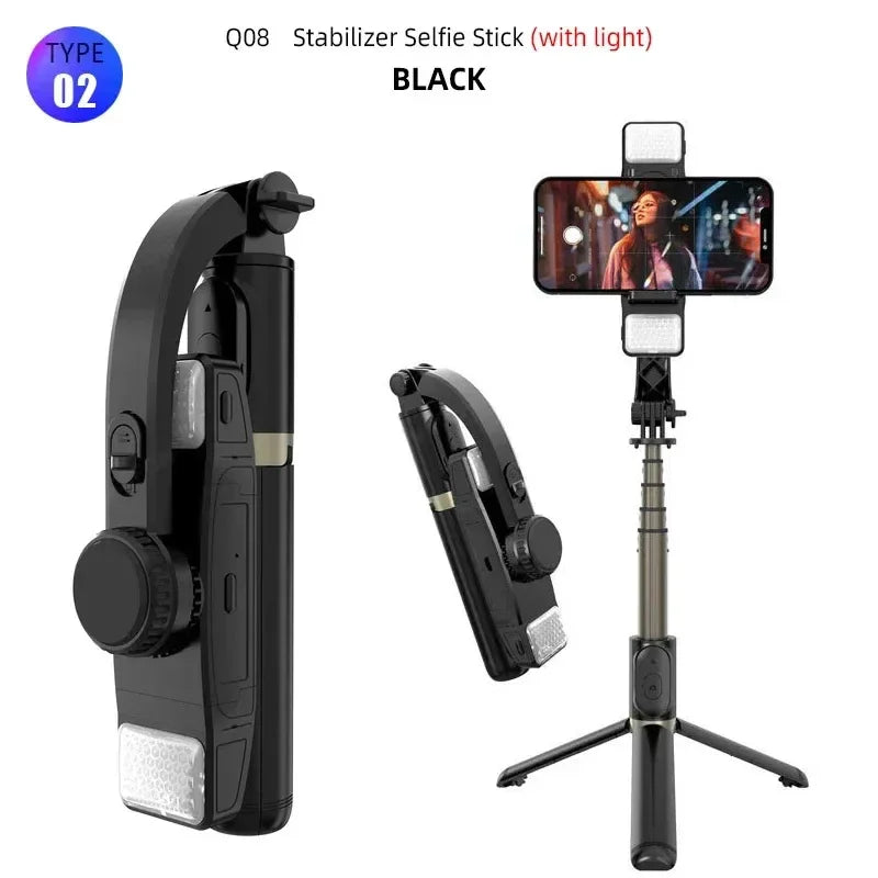 VIKEFON Q08 Gimbal Stabilizer – Bluetooth Selfie Stick & Tripod Gimbal Stabilizer SPOT With Light
