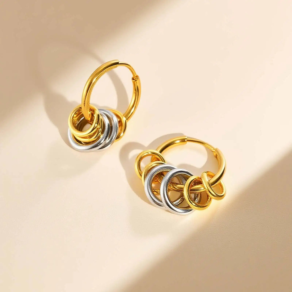 Two-Tone Stainless Steel Hoop Earrings – Gold & Silver Hoop Earrings SPOT