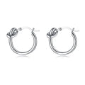 Knot Huggie Hoop Earrings – Minimalist Stainless Steel Hoops Huggie Hoop Earrings SPOT silver color