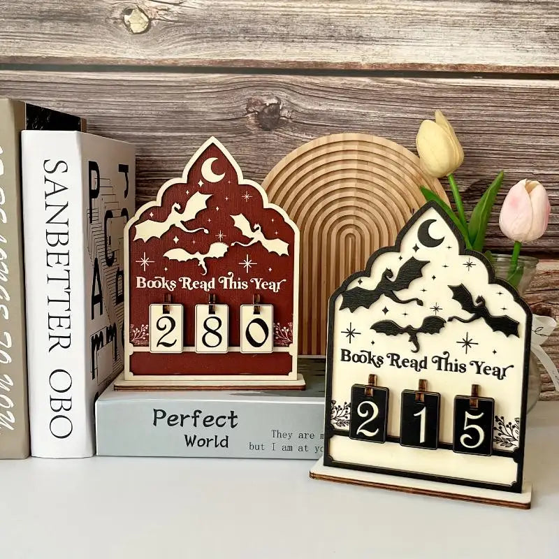Wooden Reading Challenge Tracker – Annual Book Counter Reading Tracker Decor SPOT