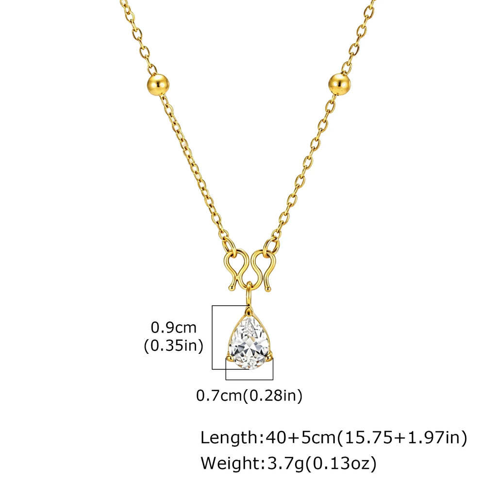 Water Drop CZ Pendant Necklace – 18K Gold Stainless Steel Pendant Necklace SPOT NC-3193G-1