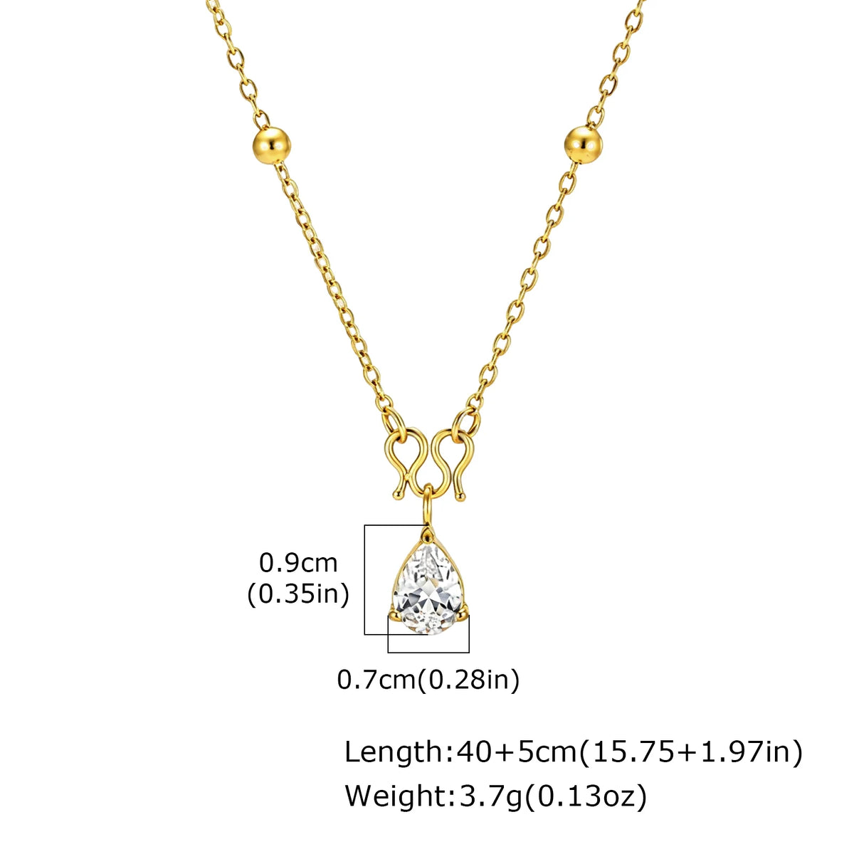 Water Drop CZ Pendant Necklace – 18K Gold Stainless Steel Pendant Necklace SPOT NC-3193G-1