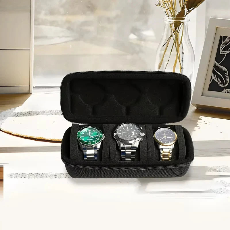 3-Slot Watch Travel Case – Rigid Nylon Watch Organizer Box Watch Travel Case SPOT
