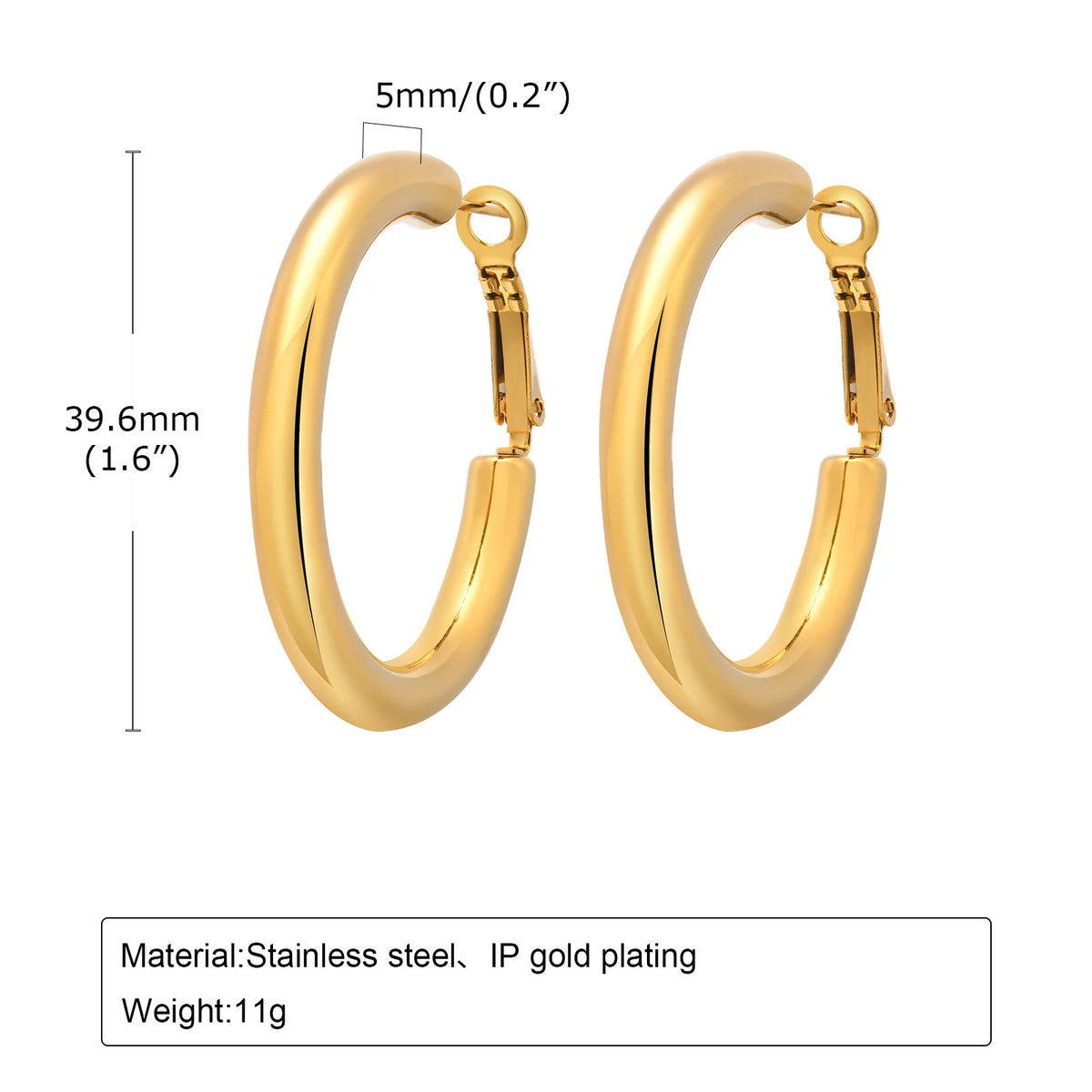 Women's Gold Hoop Earrings – Hypoallergenic Stainless Steel Hoop Earrings SPOT EH-582G-40MM