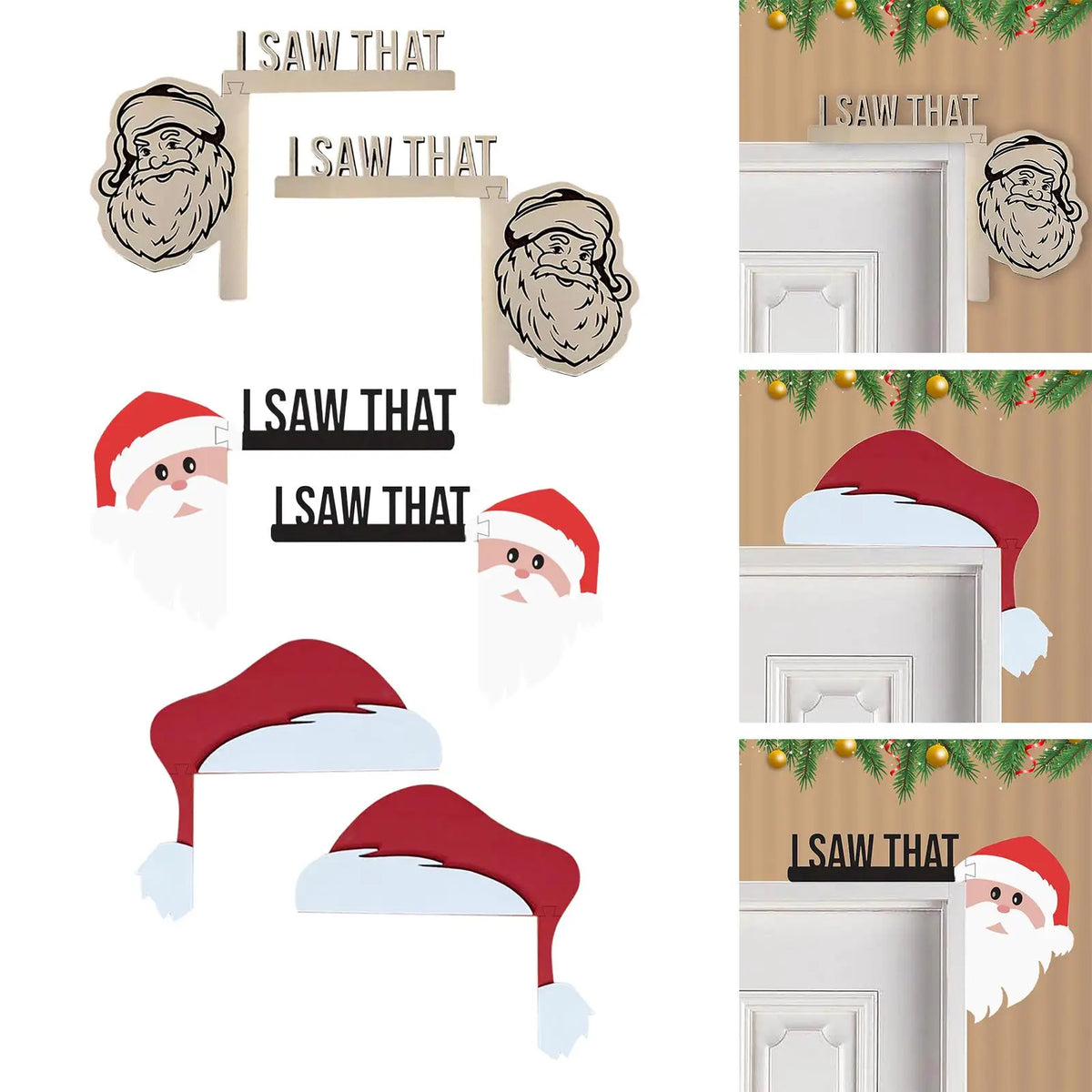 Wooden Christmas Door Frame Decor Corner Sign Ornament Holiday Door Decor SPOT